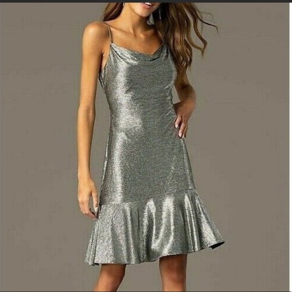 Night Way Collections Dresses & Skirts - Nightway Black Silver Metallic Dress Size 6 Homecoming